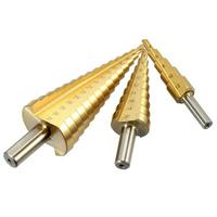 HSS Large Step Cone Drill Titanium Coated Metal Cutting Tool Set 4-12 / 20 / 32mm Hole Cutter